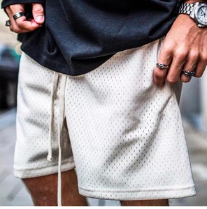 Shorts de basket-ball respirants en maille épaisse de 5 pouces pour hommes, style décontracté, taille élastique, 100 % coton, vente en gros de haute qualité - Product Image 2