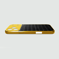 Populaire à Dubaï Étui de luxe 2 en 1 pour iPhone 17 Véritable gaufrage Croc en peau de vache et détails en métal de qualité supérieure