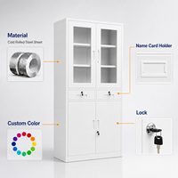Armoire de classement verticale en acier blanc, ignifuge, à 2 tiroirs, avec serrure, pour mobilier de bureau