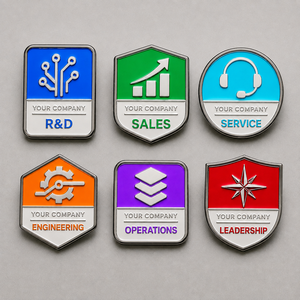 Ensemble de badges en émail personnalisés pour l'identification des départements d'entreprise, pour la reconnaissance des postes des employés - Product Image 1