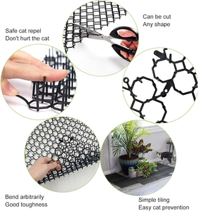 12 pièces de pointes et bandes à picots anti-animaux en plastique pour dissuader chats et chiens, protection extérieure des clôtures et des plantes, sécurité - Product Image 3