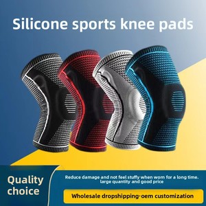 Genouillères de sport unisexes pour le cyclisme, tricotées en silicone, respirantes, pour le basketball, manches de protection des jambes, bretelles de soutien articulaire - Product Image 4