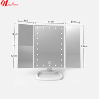 Miroir de coiffeuse mascarade 3 voies avec LED Miroir de maquillage de table professionnel plié Espejo Con Luz Miroir de barbier de bureau éclairé