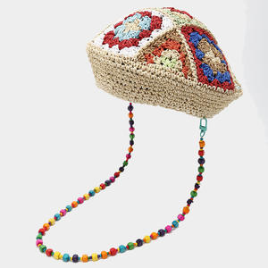 Handmade Bohemian Retro Ethnic Style Beret New Trendy Woven Painter <b>Hat</b> with Beaded Chain Decoration Crystal Fashion Accessories - Product Image 5