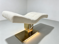 Lit de beauté électrique de luxe en polaire Teddy, base relevable à 2 moteurs, carré doré, inclinable, lit facial incurvé, éponge haute densité pour