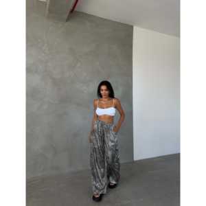 Pantalones anchos de satén de cintura alta, antiarrugas, casuales para mujer - Product Image 3