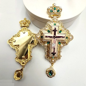 Mejor venta <span class=keywords><strong>ruso</strong></span> chapados en oro ortodoxa accesorios Ucrania Iglesia cruz Pectoral con personalizado piedras - Product Image 5
