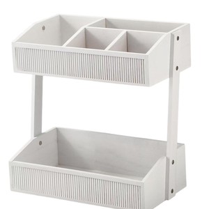 Wooden White Cutlery Storage Rack Double Layer Knife Fork Spoon Organizer For Table Kitchen Condiment Storage - Product Image 3