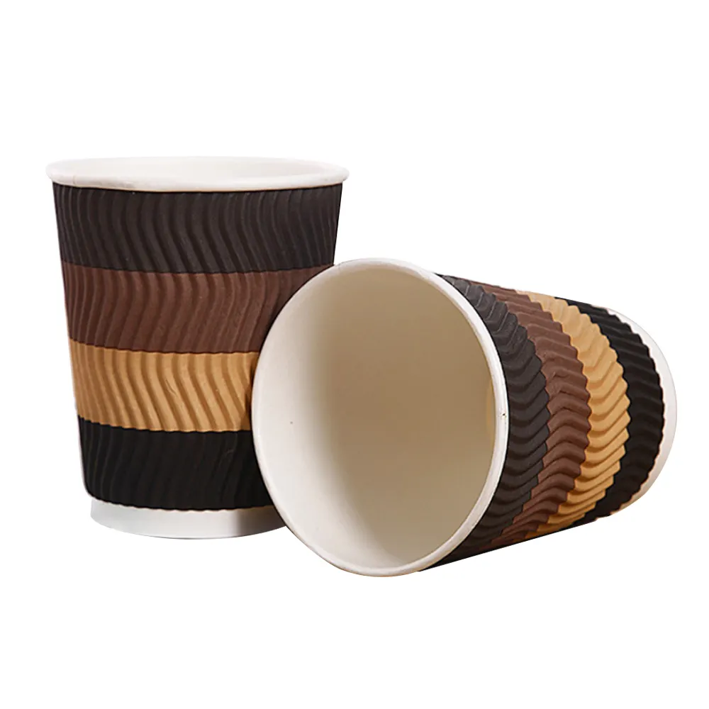 Бумажная кофейная чашка с двойными стенками, с принтом логотипа, картон из одноразового картона для горячих напитков, 400 мл, 16 унций, гофрированная бумага