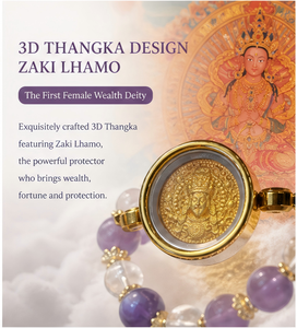สร้อยข้อมืออเมทิสต์ Zaki Lhamo Thangka | เทพเจ้าแห่งความมั่งคั่งสำหรับผู้หญิงพรแห่งความเจริญรุ่งเรืองและการป้องกัน - Product Image 5