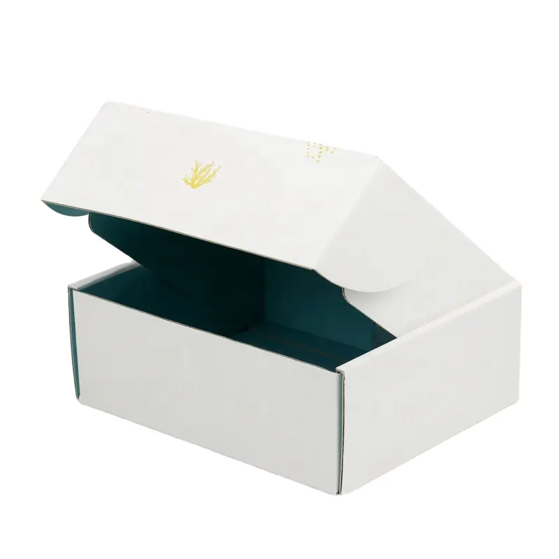 Cajas de embalaje para camisetas, paquete pequeño de papel brillante, caja de papel gruesa con compartimento plegable corrugado personalizado con impresión de logotipo