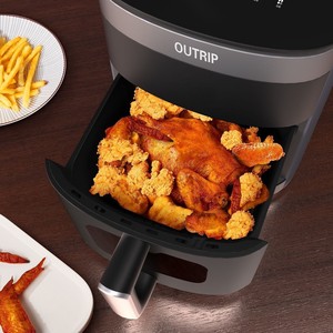 หม้อทอดไร้น้ำมัน Outtrip ขนาด 6 ลิตร พร้อมตะกร้าเคลือบสารกันติด ท่อทำความร้อนคู่ หม้อทอดไฟฟ้าอัจฉริยะ สำหรับใช้ในครัวเรือน - Product Image 1