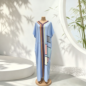 Nouvelle Robe Ample à Rayures et Col en <span class=keywords><strong>V</strong></span> Imprimé Africain pour Femme, Taille Plus, Idéale Été, Automne et Usage Quotidien 2026 - Product Image 5