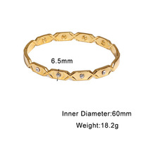 Bracelet minimaliste haut de gamme en acier inoxydable plaqué or, incrusté de zircon géométrique, anti-ternissement, unique, par Dina