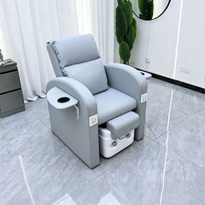 Fauteuil de pédicure électrique gris inclinable pour salon de manucure et spa avec porte-gobelet pour bain de pieds - Product Image 1