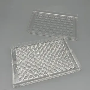 Consumibles de experimentos de cultivo biológico de alta claridad Tapa opcional transparente Placa de cultivo celular de tejido de 96 pocillos