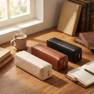 <b>Large</b> Capacity Modern PU Leather Portable Pencil Case <b>Box</b> for Student Use High-End Feel Customizable Dirt-Resistant - Product Image 4