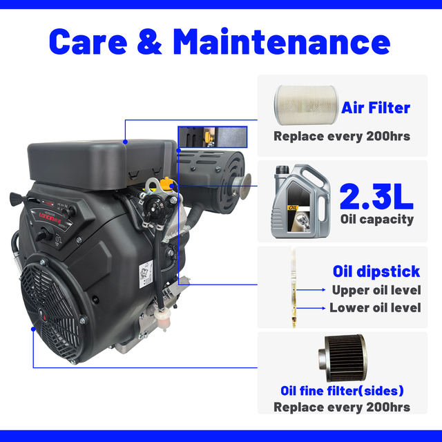 Professional Grade 35HP 999cc Air-Cooled Twin-Cylinder 4-Stroke Horizontal Shaft Petrol Engine for Asphalt Crack Sealers Road