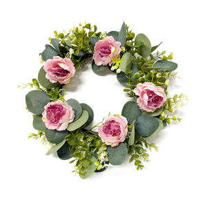 Corona Artificial de Eucalipto y Peonía Redonda de 10cm o Menos, Flores Decorativas de Plástico para Sala de Estar o Balcón - Product Image 5