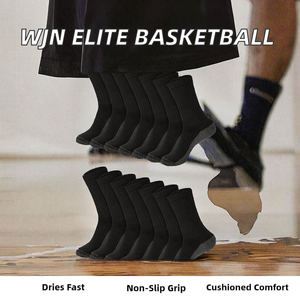 Chaussettes de sport athlétiques pour hommes en coton côtelé noir uni avec logo personnalisé OEM ODM, semelle coussinée, fabrication directe - Product Image 2