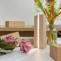 Lámparas de Mesa LED con Base para Lámparas de Batería AAA, Soportes de Madera para Lámparas Nocturnas LED, Lámparas LED Inalámbricas Cálidas, Luces de Madera para Decoración de Habitaciones