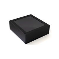 Caja de Regalo Cosmética de Lujo Personalizada, Negra, con Ventana Transparente, Plegable, de Papel