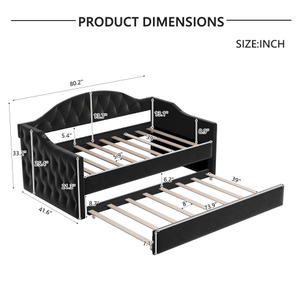 Sofá Cama Reclinable Moderno de Terciopelo con Botonaduras, Tamaño Individual, con Cama Nido y Puertos de Carga USB y Tipo-C para Sala de Estar y Uso Hotelero - Product Image 5