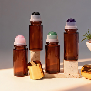 Flacon roll-on en verre ambré pour huiles essentielles, avec bille en cristal, pour parfum et aromathérapie (vente en gros) - Product Image 5