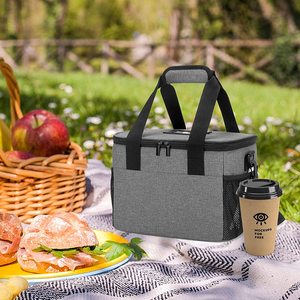 Multifunzionale riutilizzabile all'aperto Picnic insultato borse refrigeranti grige resistenti grandi borse per il pranzo isolate per il campeggio - Product Image 2
