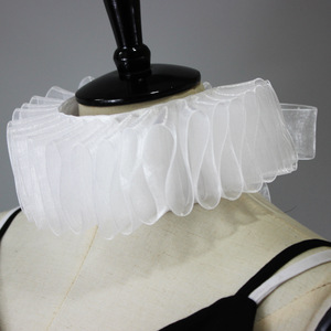Satin soyeux <span class=keywords><strong>Clown</strong></span> Cosplay collier ras du cou écharpe écharpe Halloween fête scène victorienne élisabéthaine col à volants - Product Image 5