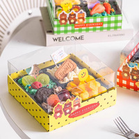 Boîte à gâteau carrée à quatre compartiments style influenceur, ensemble de quatre pièces, transparente, épaissie, portable, pour le stockage des repas