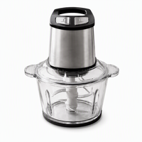 Hachoir à viande électrique en acier inoxydable 3L avec bol en verre, robot culinaire, hachoir et trancheuse à légumes pour un usage domestique quotidien