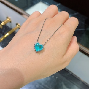 High Quality Eco-friendly Copper 9*9MM Heart Cut Paraiba Cubic Zirconia Ring and Earrings Set of Jewelry for Ladies - Product Image 4