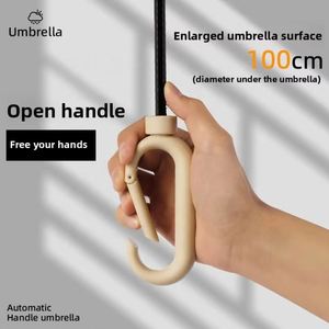 Nuevo Paraguas de 8 Varillas con Apertura Manual, Hebilla de Anillo, Plegable en Tres Partes, con Tira Reflectante de Seguridad, 100cm de Diámetro Abierto, Protección Solar con Revestimiento Negro - Product Image 2