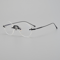 Nouvelles Lunettes 2025 en Stock d'Usine, Monture Ronde Polygone Sans Cadre en Titane pour Hommes, Artisanat de Gravure à la Main Exquis
