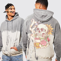 oversized bleach tie dye skull graphic hoodie