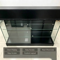 Étagère en verre multicouche, porte coulissante en verre, panneau arrière solide, éclairage LED robuste, vitrine d'exposition