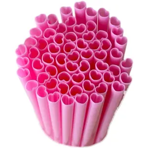Atops plastic heart shaped biodegradable drinking straw custom pe plastic straw manufacturer plastic straws assorted color