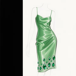Robe personnalisée à <span class=keywords><strong>bretelles</strong></span> fines, ornée de cristaux, moulante, pour le <span class=keywords><strong>travail</strong></span>, les loisirs, les rendez-vous, les fêtes, le quotidien, le shopping, romantique, sexy et charmante - Product Image 1