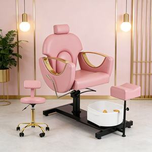 Fauteuil de pédicure métallique best-seller avec bain de pieds, réglable et rotatif, et bol de pédicure multifonctionnel intégré - Product Image 3