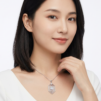 Collier pour femme en argent sterling 925 de haute qualité, pendentif géométrique en zircon taille ovale, plaqué rhodium