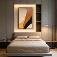 Art mural minimaliste vagues texture impasto orange noir peinture à l'huile décoration entrée