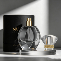 Contenant en verre ovale incurvé unique OEM pour parfum, 30ml 50ml 100ml, avec bouchon personnalisé et logo de marque estampé à chaud