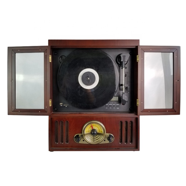 Old Classic Antique Gramophone Wood Vertical Wall Vinyl Record Player Retro Design Vintage Turntable Technics for Sale