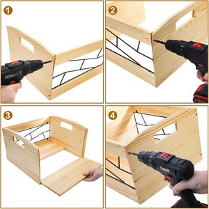 Custodia per Dischi in <span class=keywords><strong>Legno</strong></span> Naturale - Espositore Cubico per Vinili e Album, Facile da Riporre e Trasportare - Product Image 2