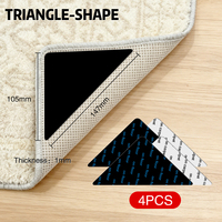 Lot de 4 patins antidérapants triangulaires améliorés pour tapis, lavables, réutilisables, sans résidus ni traces, pour coins de tapis, en stock
