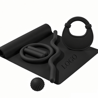 Kit de yoga tout-en-un avec logo personnalisé : Tapis de yoga, équipement de Pilates, haltères en silicone, bande de résistance, bloc de yoga, mini-ballon, anneau de Pilates