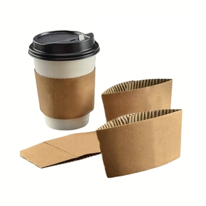 Manchons pour tasses à café en papier kraft compostable recyclables personnalisés avec isolation thermique Conception résistante aux éclaboussures pour boissons chaudes et froides - Product Image 1