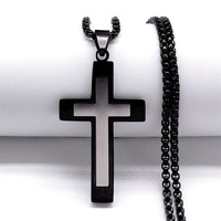 Collar Cristiano de Doble Capa con Cruz, Collar de Acero Inoxidable, Colgante de Cruz en Blanco, Joyería Religiosa