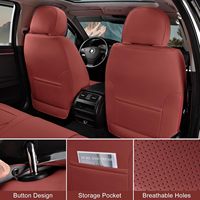 Ensemble complet de luxe 5 pièces pour sièges avant, housses de siège de voiture en cuir rouge vin respirantes et confortables avec appuie-têtes, ajustement universel